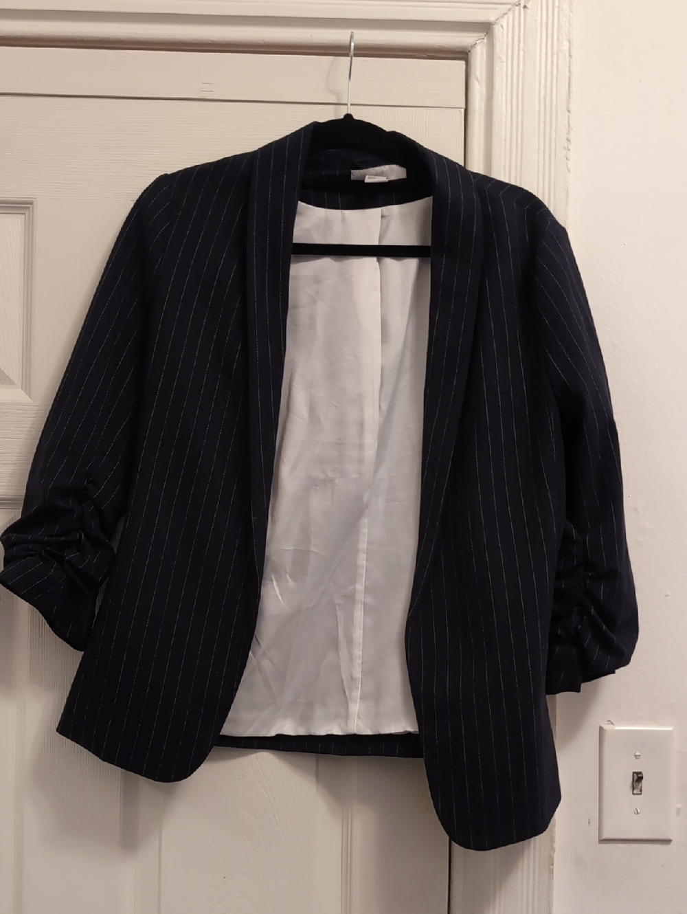 H&M Navy and White Pinstripe Blazer